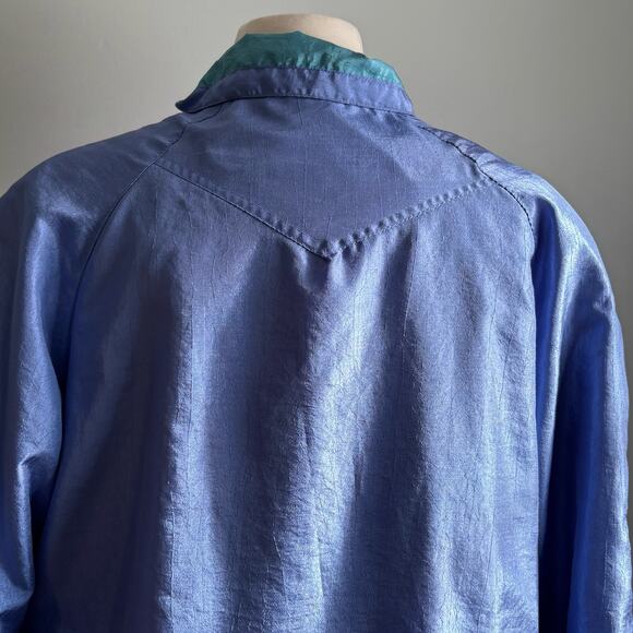 Vintage 80s Mariel Windbreaker Jacket Womens Medium Raincoat Lavender Turquoise - Picture 9 of 13